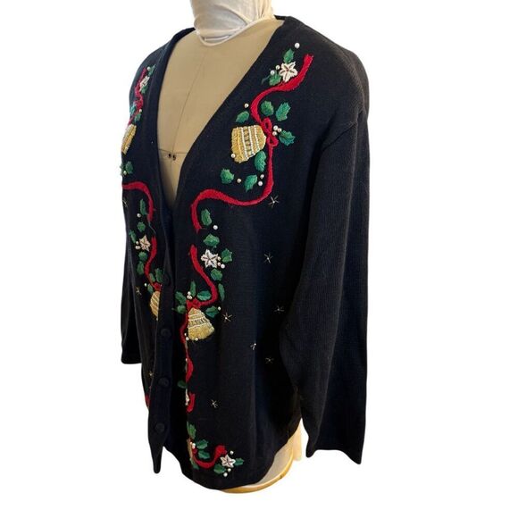 Victoria Jones Woman Holiday Christmas Cardigan Plus Sz. 2X Embroidered - Picture 3 of 9